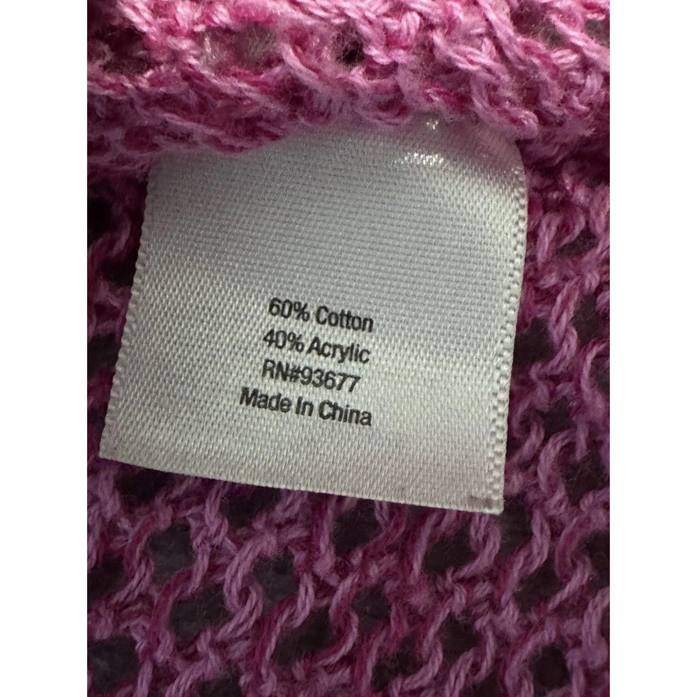 ANA Sweater Womens Large Pink Open Weave Pullover Mesh Knit Top - Picture 12 of 13